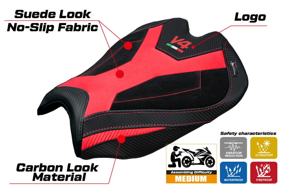 Rivestimento sella compatibile - Ducati Streetfighter V4 2025-2026 - mod Alcara Velvet
