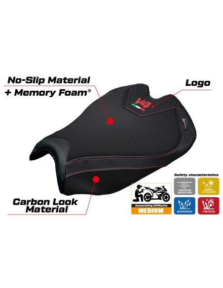Rivestimento sella compatibile - Ducati Streetfighter V4 2025-2026 - mod Alcara Comfort System