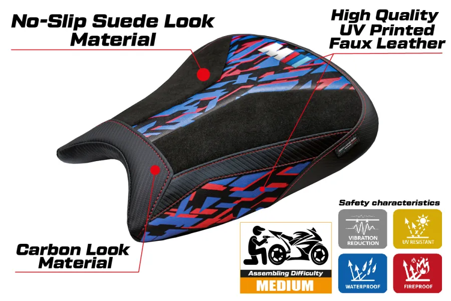 Rivestimento sella compatibile - BMW M 1000 RR 2023-2026 - mod Melk Special Edition