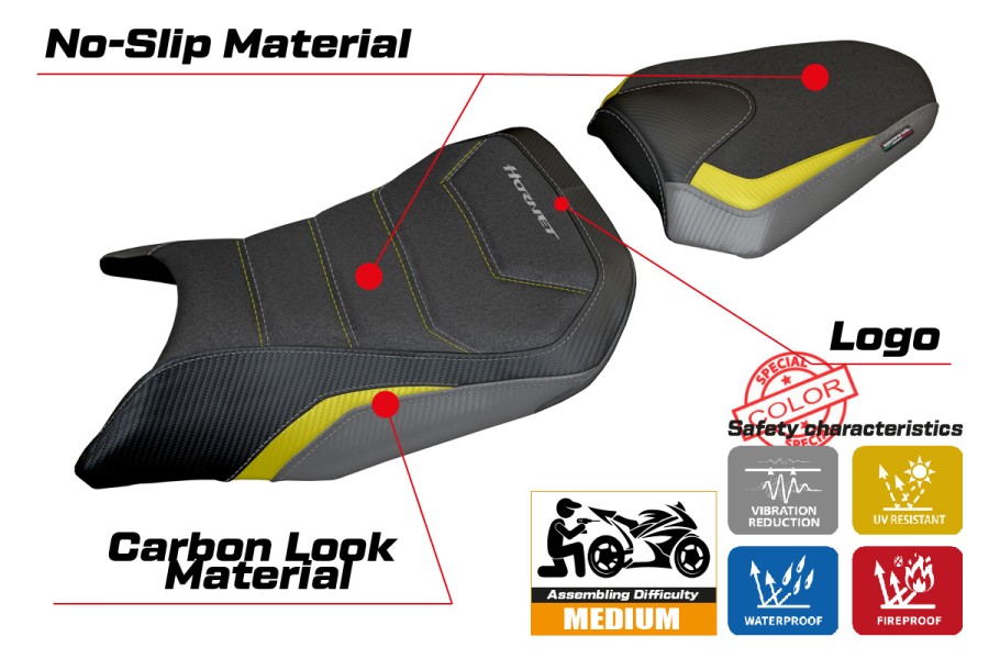 Sitzbezug kompatibel - Honda CB 750 Hornet 2023-2026 - mod Toyama Special Color Ultragrip