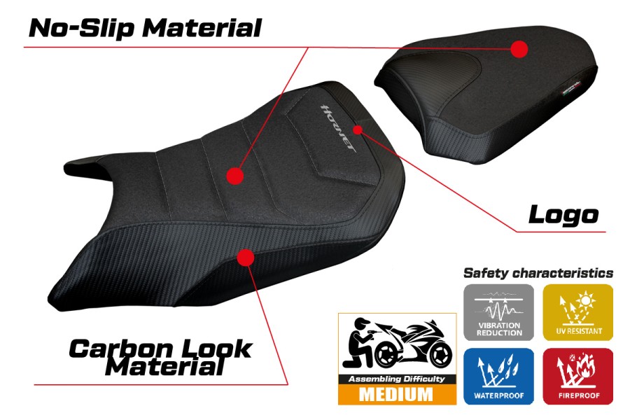 Funda de asiento compatible - Honda CB 500 Hornet 2024-2026 - mod Tomori Ultragrip