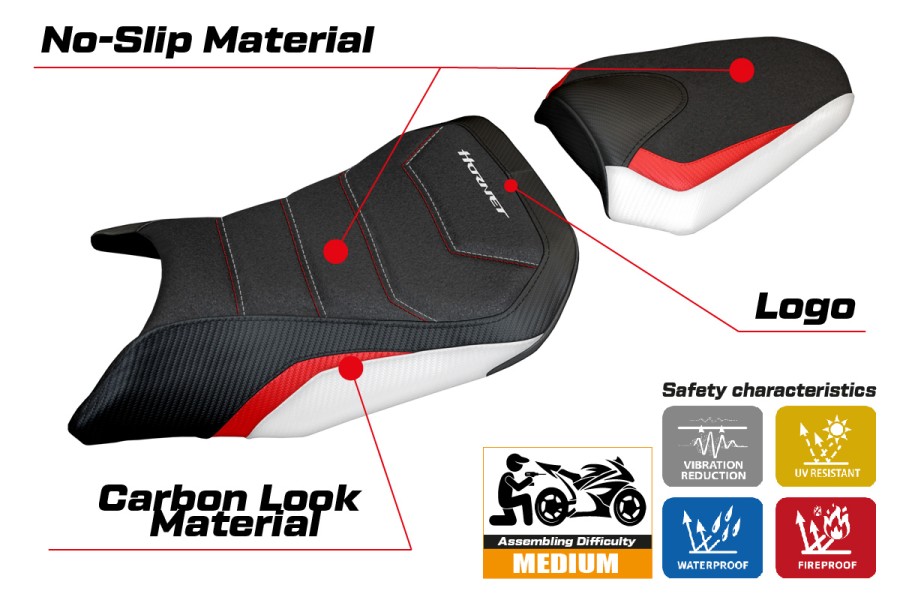 Funda de asiento compatible - Honda CB 500 Hornet 2024-2026 - mod Tomori Ultragrip