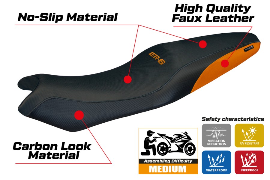 Housse de selle compatible - Kawasaki ER-6N / ER-6F 2005-2011 - mod London