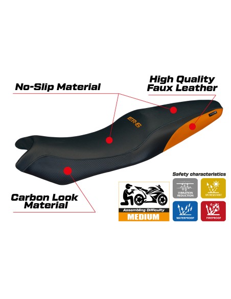 Funda de asiento compatible - Kawasaki ER-6N / ER-6F 2005-2011 - mod London