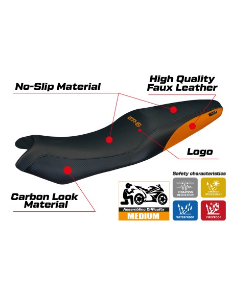 Funda de asiento compatible - Kawasaki ER-6N / ER-6F 2005-2011 - mod London