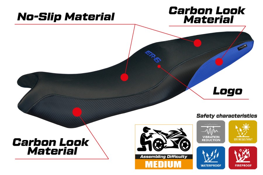 Seat cover compatible - Kawasaki ER-6N / ER-6F 2005-2011 - mod London