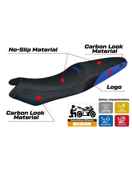 Housse de selle compatible - Kawasaki ER-6N / ER-6F 2005-2011 - mod London