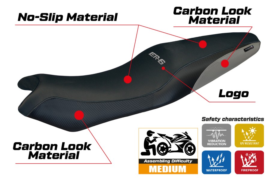 Sitzbezug kompatibel - Kawasaki ER-6N / ER-6F 2005-2011 - mod London