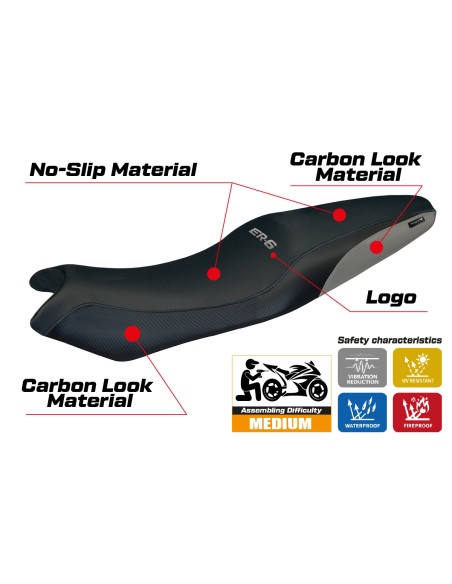Sitzbezug kompatibel - Kawasaki ER-6N / ER-6F 2005-2011 - mod London