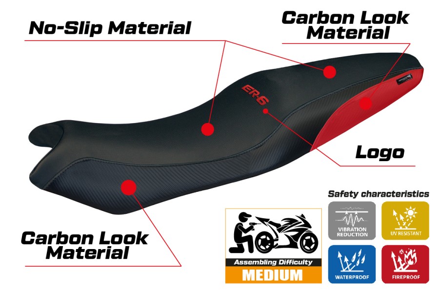 Rivestimento sella compatibile - Kawasaki ER-6N / ER-6F 2005-2011 - mod London