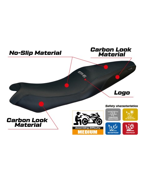 Rivestimento sella compatibile - Kawasaki ER-6N / ER-6F 2005-2011 - mod London