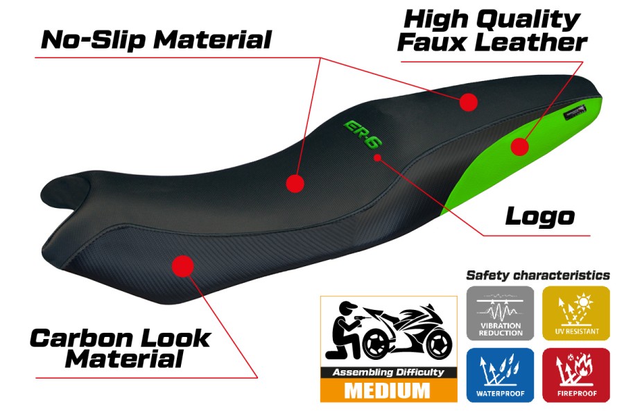Rivestimento sella compatibile - Kawasaki ER-6N / ER-6F 2005-2011 - mod London