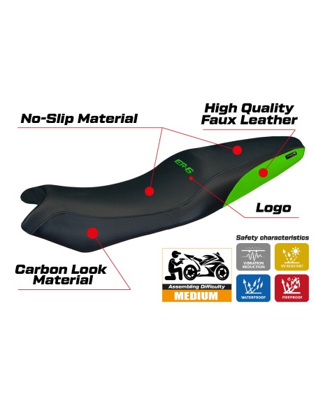 Housse de selle compatible - Kawasaki ER-6N / ER-6F 2005-2011 - mod London