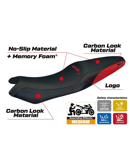 Seat cover compatible - Kawasaki ER-6N / ER-6F 2005-2011 - mod London Comfort System