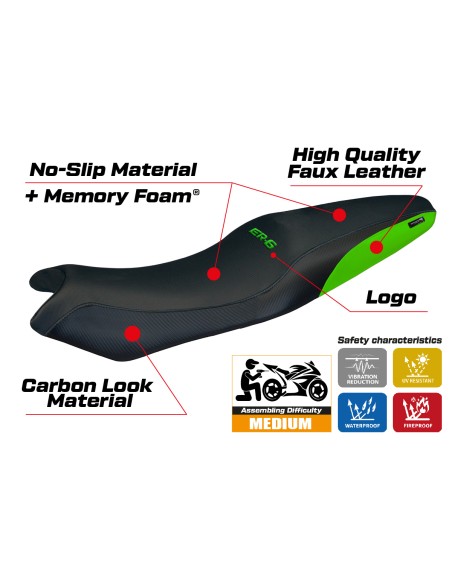 Funda de asiento compatible - Kawasaki ER-6N / ER-6F 2005-2011 - mod London Comfort System