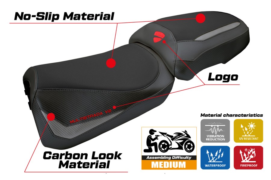 Sitzbezug kompatibel - Ducati Multistrada V2 2025-2026 - mod Aura
