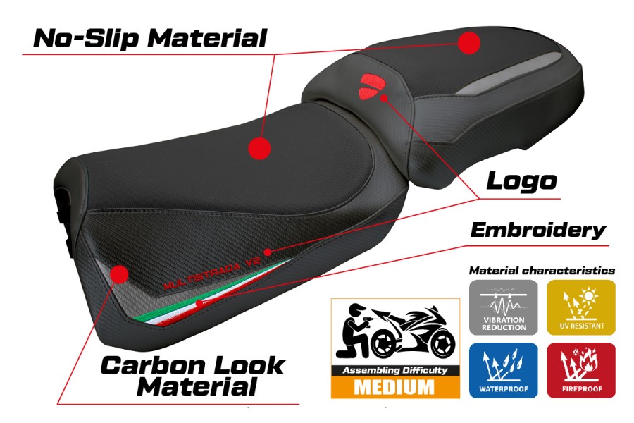 Housse de selle compatible - Ducati Multistrada V2 2025-2026 - mod Aura