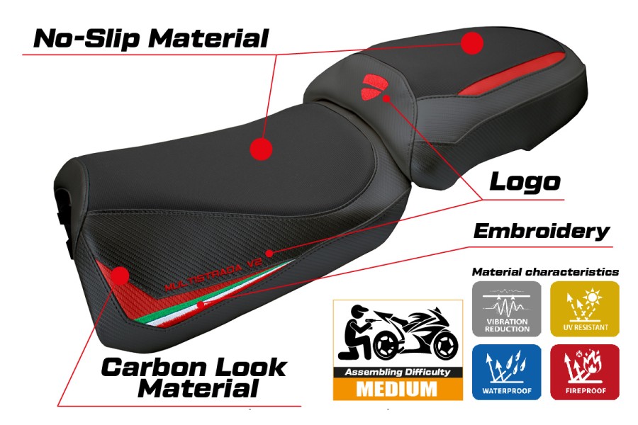 Rivestimento sella compatibile - Ducati Multistrada V2 2025-2026 - mod Aura