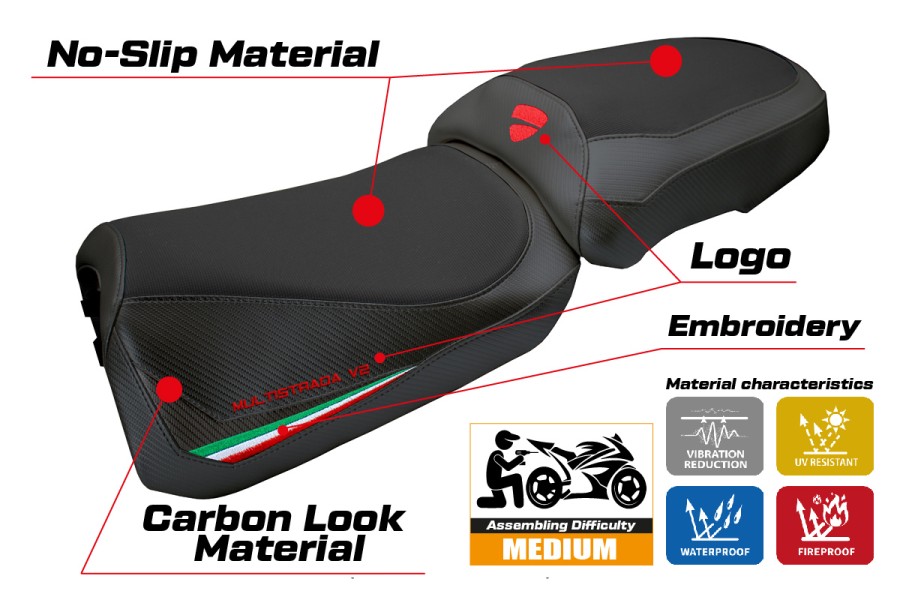 Sitzbezug kompatibel - Ducati Multistrada V2 2025-2026 - mod Aura