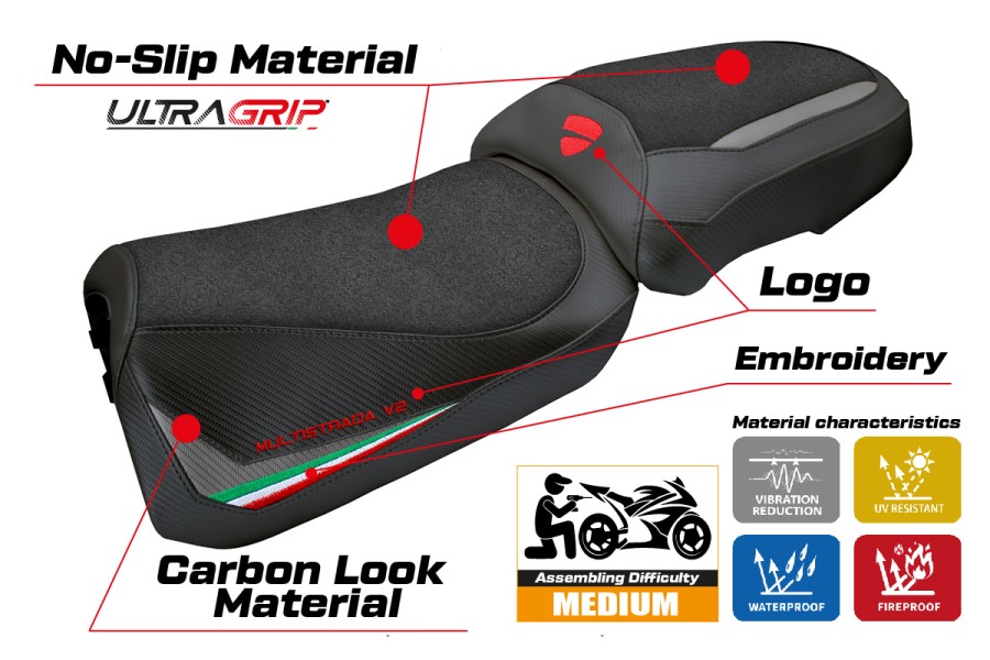 Rivestimento sella compatibile - Ducati Multistrada V2 2025-2026 - mod Aura Ultragrip