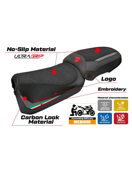 Rivestimento sella compatibile - Ducati Multistrada V2 2025-2026 - mod Aura Ultragrip