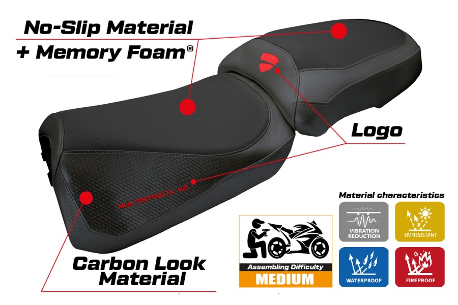 Housse de selle compatible - Ducati Multistrada V2 2025-2026 - mod Aura Comfort System