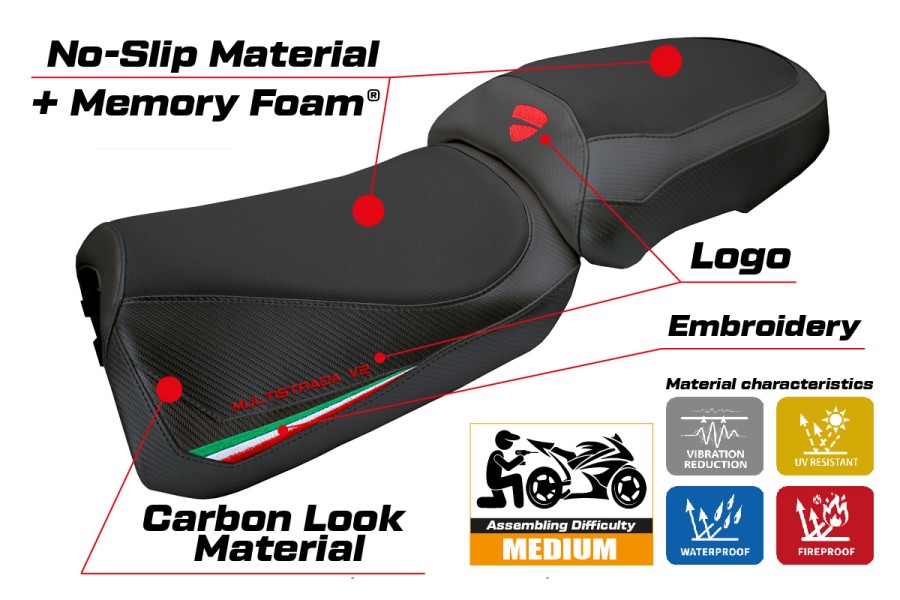 Funda de asiento compatible - Ducati Multistrada V2 2025-2026 - mod Aura Heating Comfort System