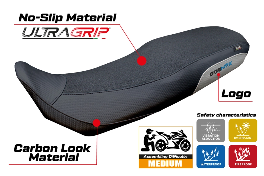 Seat cover compatible - CF Moto 800 MT-X 2025-2026 - mod Poulx Ultragrip