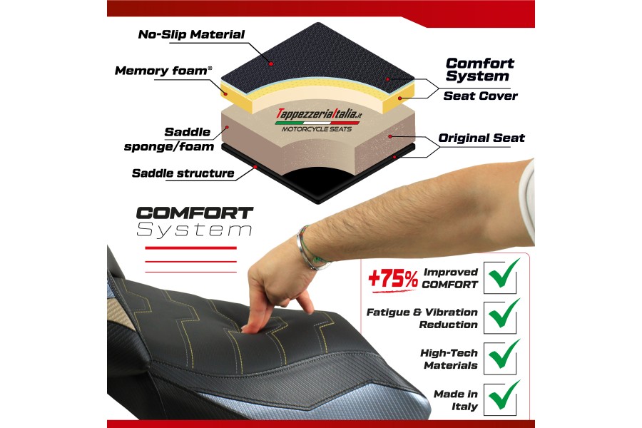 Seat cover compatible - CF Moto 800 MT-X 2025-2026 - mod Poulx Ultragrip Comfort System