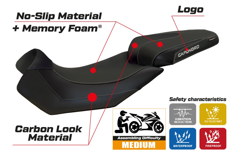 Sitzbezug kompatibel - Aprilia Caponord 1200 2013 - 2017 - mod Nuoro 2 Comfort System