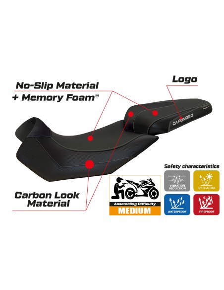 Seat cover compatible - Aprilia Caponord 1200 2013 - 2017 - mod Nuoro 2 Comfort System