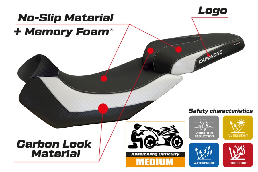 Housse de selle compatible - Aprilia Caponord 1200 2013 - 2017 - mod Nuoro 2 Comfort System