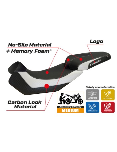 Sitzbezug kompatibel - Aprilia Caponord 1200 2013 - 2017 - mod Nuoro 2 Comfort System
