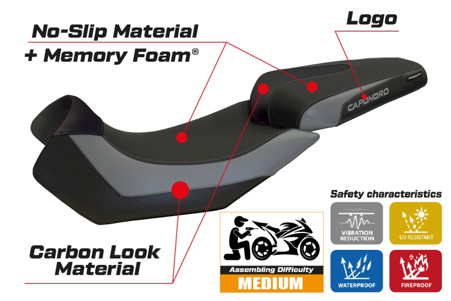 Seat cover compatible - Aprilia Caponord 1200 2013 - 2017 - mod Nuoro 2 Comfort System