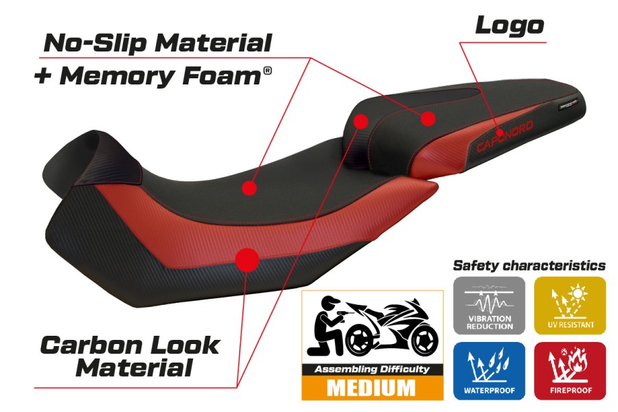Rivestimento sella compatibile - Aprilia Caponord 1200 2013 - 2017 - mod Nuoro 2 Comfort System