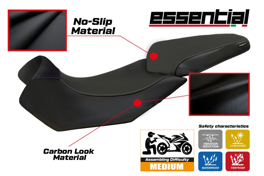 Housse de selle compatible Aprilia Caponord 1200 (13-17) modèle Essential