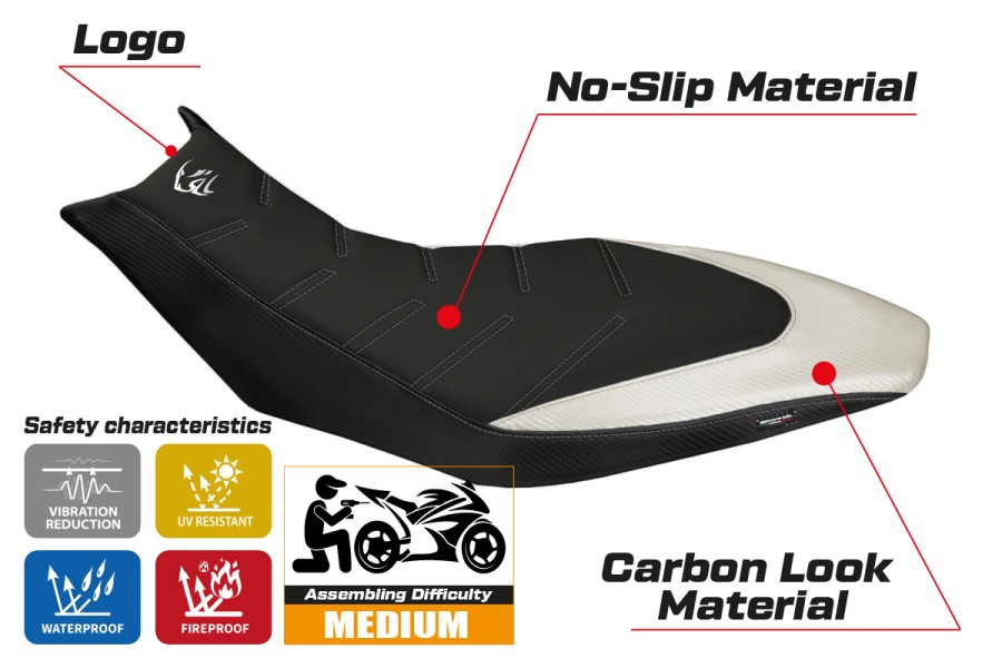 Seat cover compatible - Aprilia Dorsoduro 750 - 900 - 1200 2010-2020 - mod Trieste Ultragrip