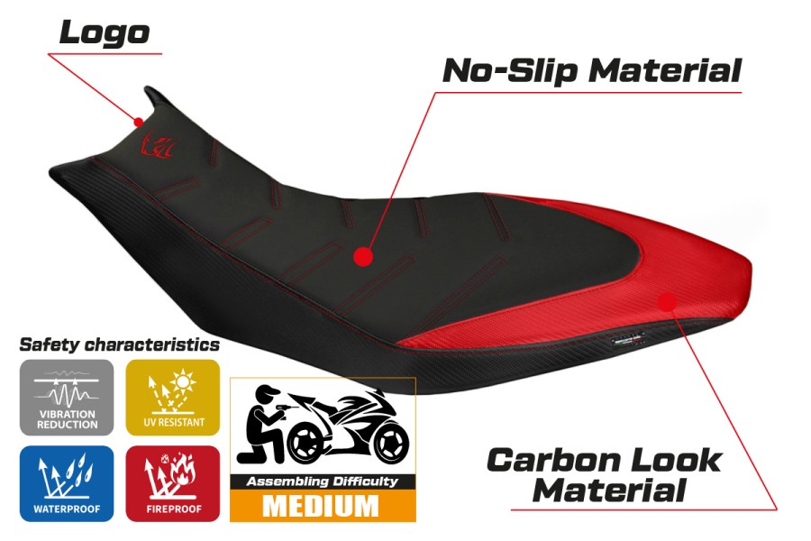 Rivestimento sella compatibile - Aprilia Dorsoduro 750 - 900 - 1200 2010-2020 - mod Trieste Ultragrip
