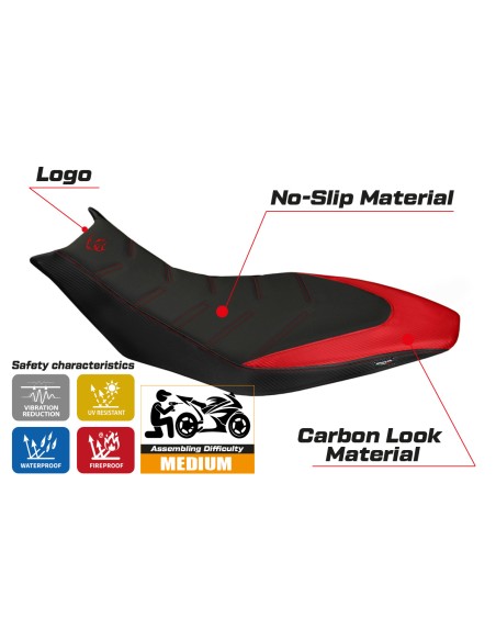 Housse de selle compatible - Aprilia Dorsoduro 750 - 900 - 1200 2010-2020 - mod Trieste Ultragrip