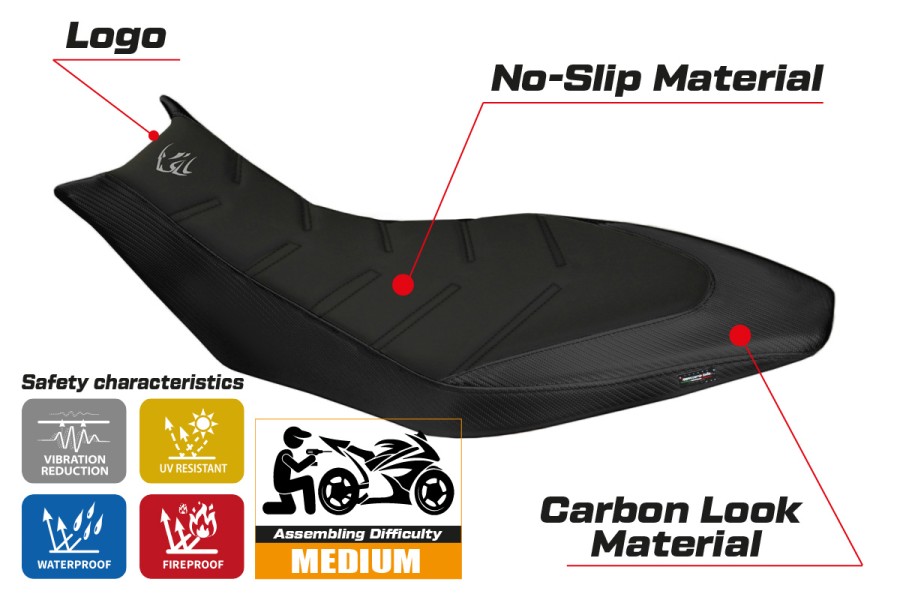Housse de selle compatible - Aprilia Dorsoduro 750 - 900 - 1200 2010-2020 - mod Trieste Ultragrip