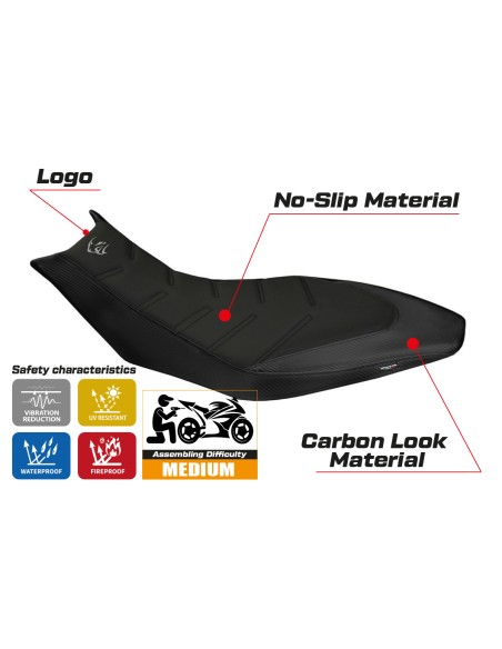 Rivestimento sella compatibile - Aprilia Dorsoduro 750 - 900 - 1200 2010-2020 - mod Trieste Ultragrip