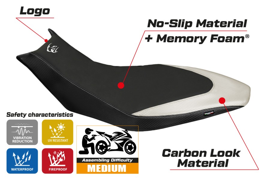 Seat cover compatible - Aprilia Dorsoduro 750 - 900 - 1200 2010-2020 - mod Trieste Comfort System
