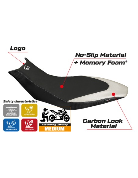 Housse de selle compatible - Aprilia Dorsoduro 750 - 900 - 1200 2010-2020 - mod Trieste Comfort System