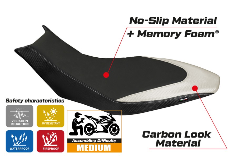 Rivestimento sella compatibile - Aprilia Dorsoduro 750 - 900 - 1200 2010-2020 - mod Trieste Comfort System
