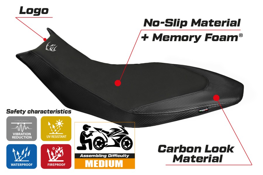 Housse de selle compatible - Aprilia Dorsoduro 750 - 900 - 1200 2010-2020 - mod Trieste Comfort System