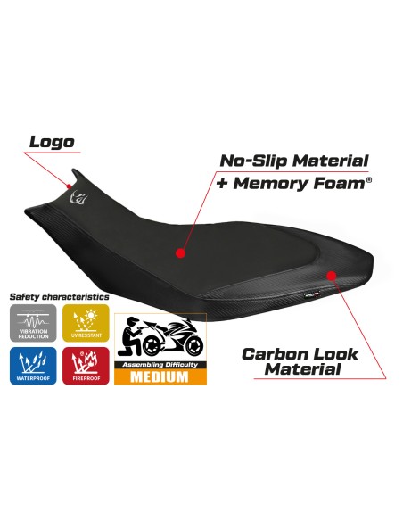 Funda de asiento compatible - Aprilia Dorsoduro 750 - 900 - 1200 2010-2020 - mod Trieste Comfort System