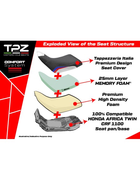 Asiento completo compatible - Honda Africa Twin 1100 2020-2026 - mod Asmara Comfort System - Standard