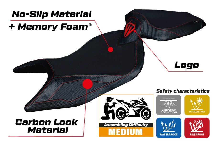 Housse de selle compatible - Aprilia RS 660 2021-2026 - mod Naxos Comfort System