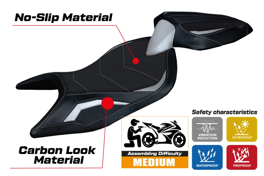 Funda de asiento compatible - Aprilia RS 660 2021-2026 - mod Naxos Ultragrip