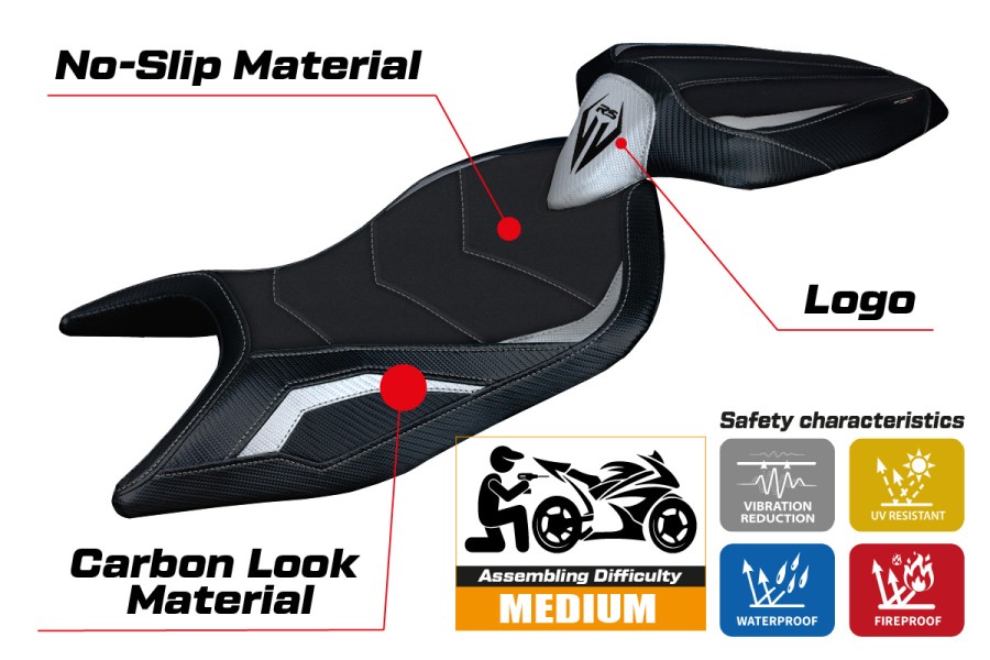 Rivestimento sella compatibile - Aprilia RS 660 2021-2026 - mod Naxos Ultragrip